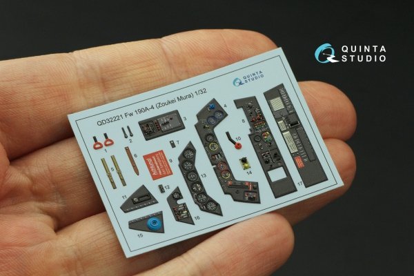 Quinta Studio QD32221 FW 190A-4 3D-Printed coloured Interior on decal paper (Zoukei Mura SWS) 1/32