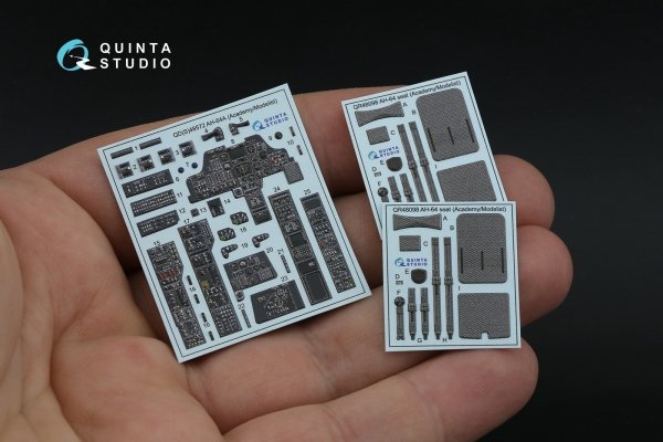 Quinta Studio QD48572 AH-64A 3D-Printed &amp; coloured Interior on decal paper (Academy/Modelist) 1/48
