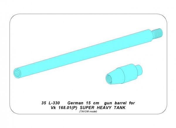 Aber 35L-330 Lufa 15cm do niemieckiego super ciężkiego czołgu Vk168.01(P) 1/35