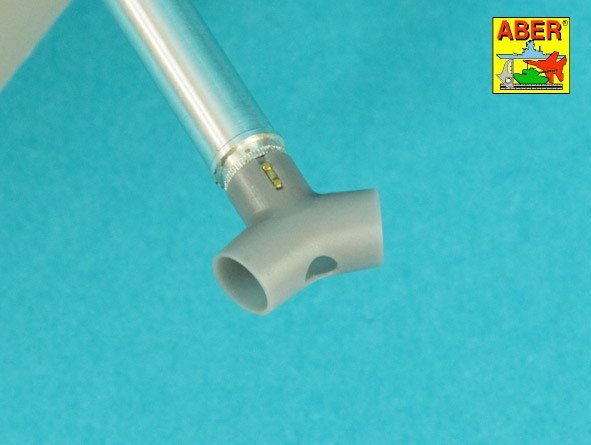Aber 35L-359 90 mm M-36 Barrel with Y-Shaped Muzzle Brake with Mantlet Cover for M47 Patton / Lufa z hamulcem o kształcie Y do czołgu M47 Patton z pokrowcem na jarzmo (Tamiya) 1/35