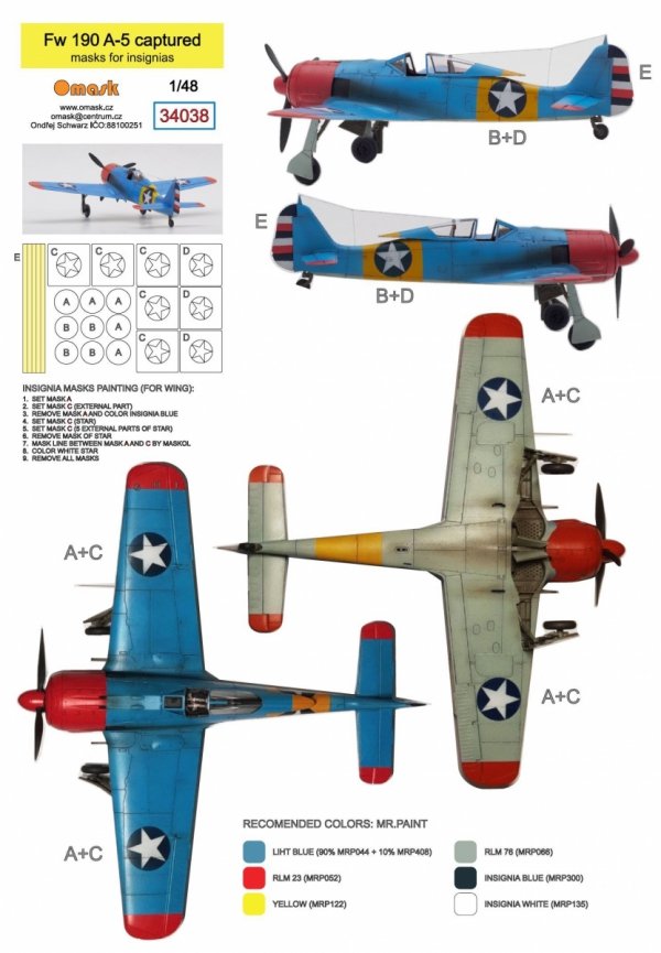 Omask 34038 Fw 190 A-5 Captured 1/48