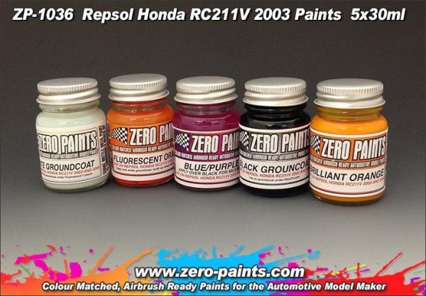 Zero Paints ZP-1036 Repsol Honda RC211V 2003 Paint Set 5x30ml