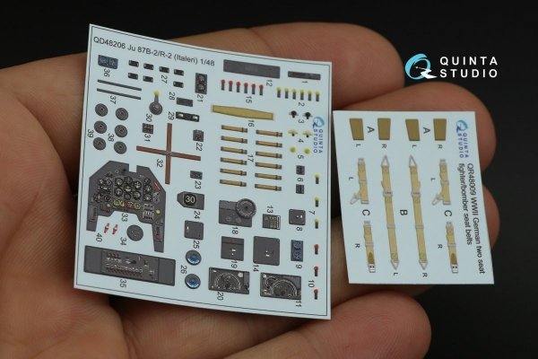 Quinta Studio QD48206 Ju 87B-2/R-2 3D-Printed &amp; coloured Interior on decal paper ( Italeri ) 1/48