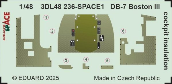 Eduard 3DL48236 DB-7 Boston III cockpit insulation SPACE HONG KONG MODELS 1/48