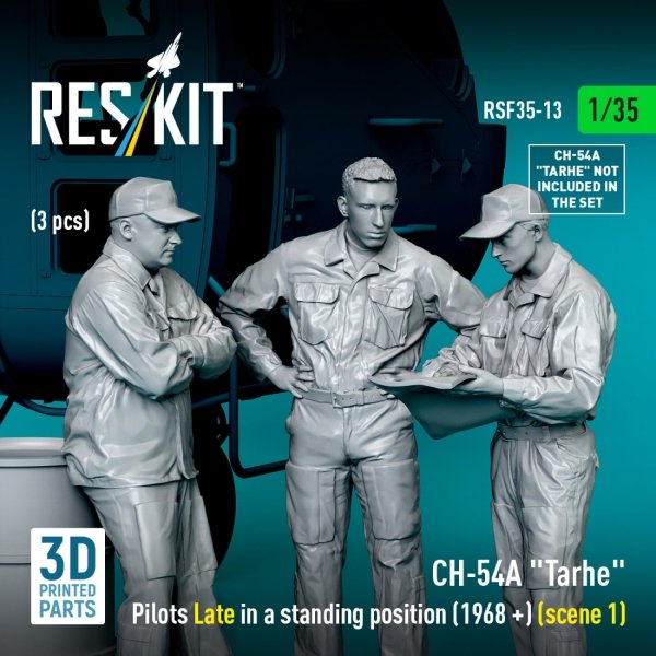 RESKIT RSF35-0013 CH-54A &quot;Tarhe&quot; pilots Late in a standing position (1968 +) (scene 1) (3 pcs) (3D Printed) 1/35