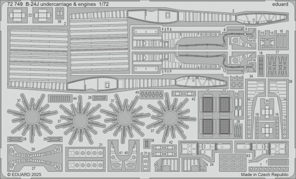 Eduard 72749 B-24J undercarriage &amp; engines HASEGAWA 1/72