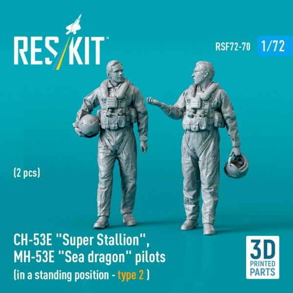 RESKIT RSF72-0070 CH-53E "Super Stallion", MH-53E "Sea dragon" pilots (in a standing position - type 2) (2 pcs) (3D Printed) (1/72)