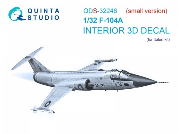 Quinta Studio QDS-32246 F-104A 3D-Printed &amp; coloured Interior on decal paper (Italeri) (Small version) 1/32