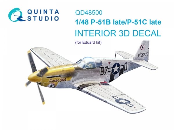 Quinta Studio QD48500 P-51B late/P-51C Late 3D-Printed coloured Interior on decal paper (Eduard) 1/48
