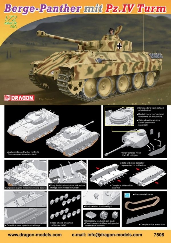 Dragon 7508 Berge-Panther mit Pz.Kpfw.IV Turm (1:72)