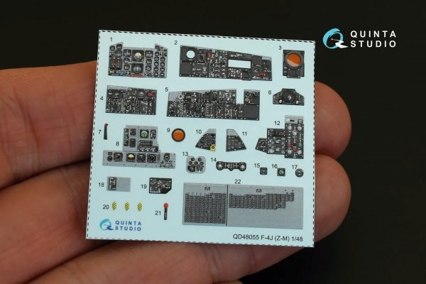 Quinta Studio QD48055 F-4J 3D-Printed &amp; coloured Interior on decal paper (for ZM SWS kit) 1/48