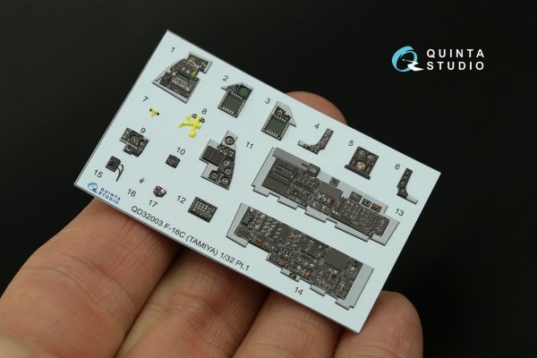 Quinta Studio QDS-32003 F-16C 3D-Printed &amp; coloured Interior on decal paper ( Tamiya ) (small version) 1/32