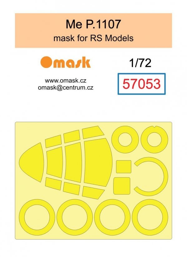 Omask 57053 Me P.1107 mask (for RS Models) clear parts yellow masking tape 1/72