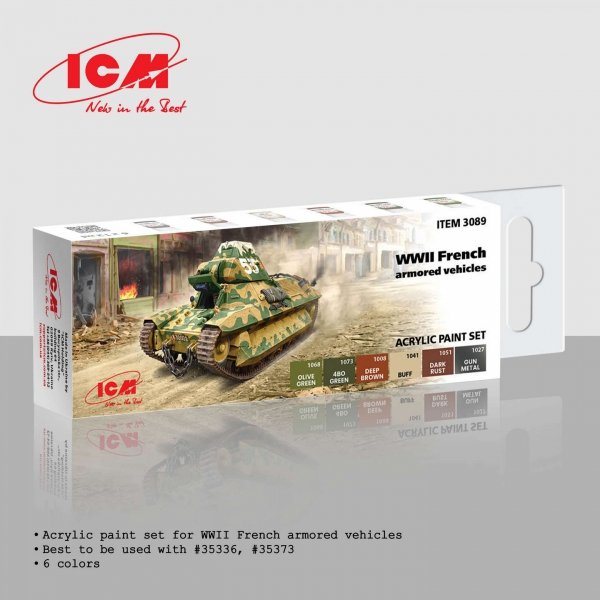 ICM 3089 Acrylic paint set for WWII French armored vehicles 12ml x6