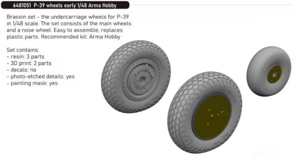 Eduard 6481051 P-39 Wheels Early ARMA HOBBY 1/48