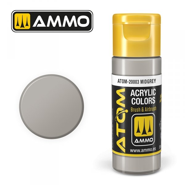 AMMO of Mig Jimenez 20003 ATOM COLOR Midgrey 20ml