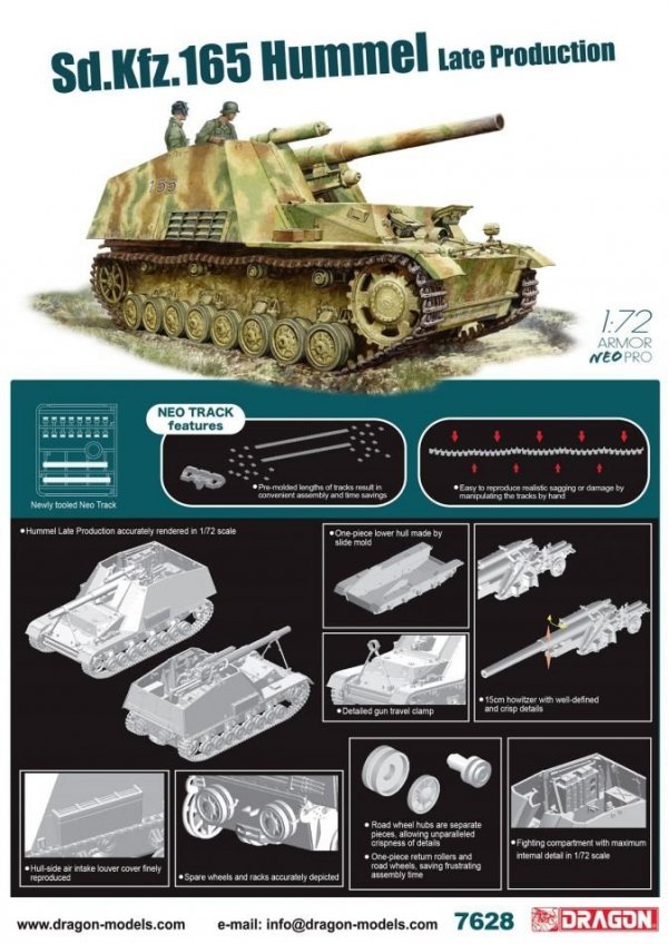 Dragon 7628 Sd.Kfz.165 Hummel Late Production w/NEO Tracks 1/72