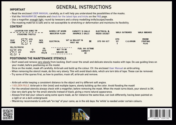 1 Man Army 48GEN300 Spitfire Mk I/II Maintenance stencils 1/48