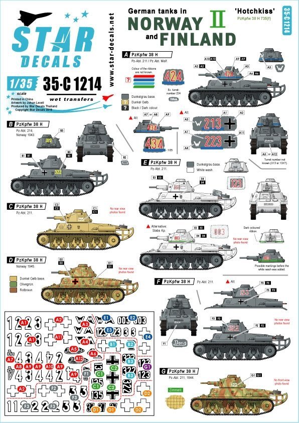 Star Decals 35-C1214 German tanks in Norway &amp; Finland # II 1/35