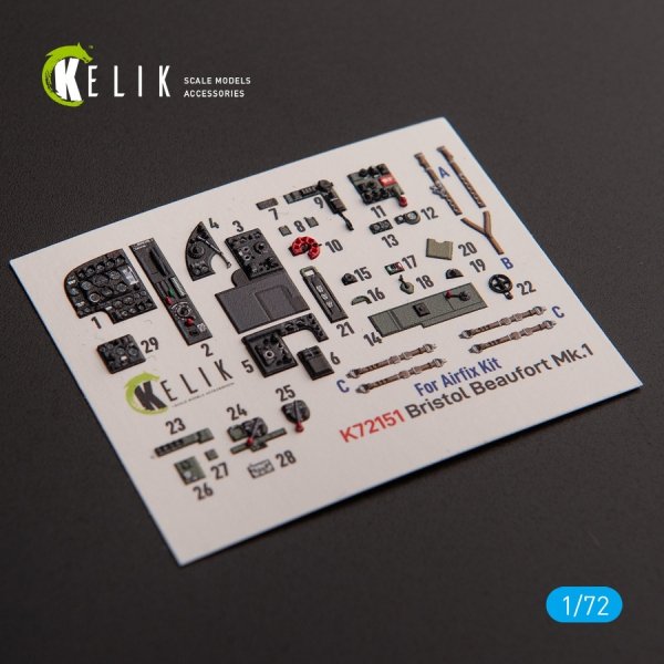 KELIK K72151 Bristol Beaufort Mk.1 - interior 3D decals for Airfix kit 1/72