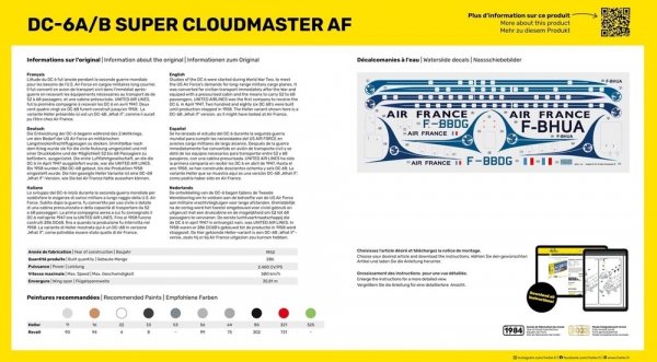 Heller 56315 DC6 Super Cloudmaster Air France - Starter Kit 1/72