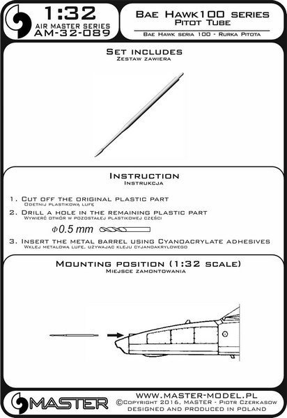 Master AM-32-089 BAE Systems Hawk 100 - Pilot Tube 1:32