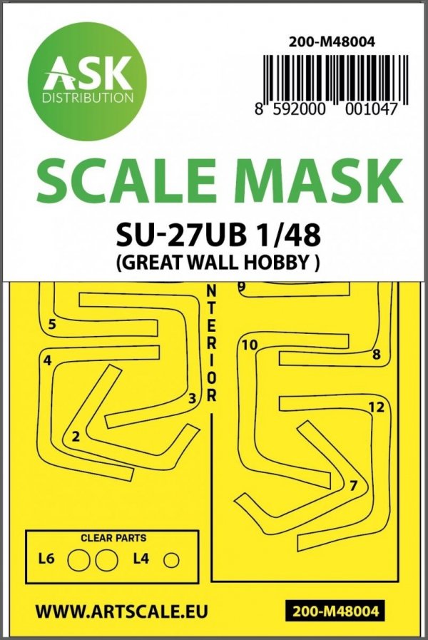 ASK M48004 SU-27UB double-sided painting mask for Great Wall Hobby 1/48