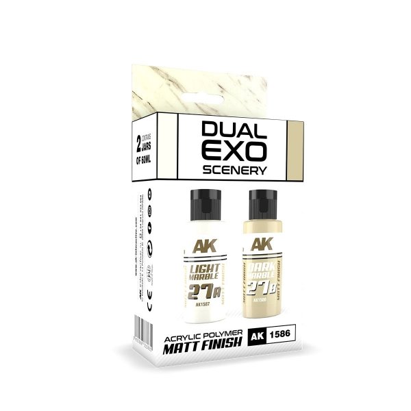AK Interactive AK1586 DUAL EXO SCENERY SET 27 – 27A LIGHT MARBLE &amp; 27B DARK MARBLE