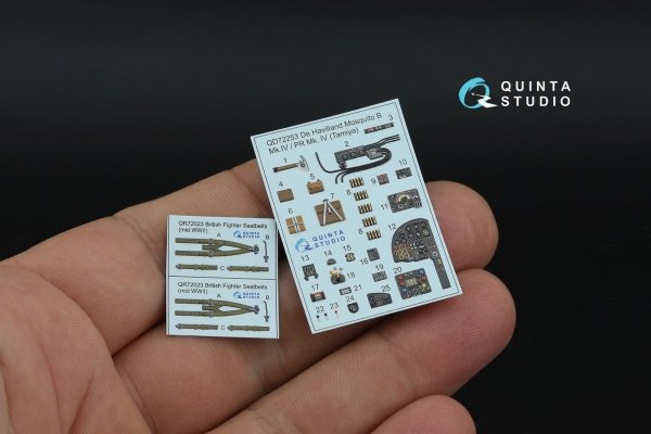 Quinta Studio QD72253 DH Mosquito B Mk.IV/PR Mk.IV 3D-Printed &amp; coloured Interior on decal paper (Tamiya) 1/72