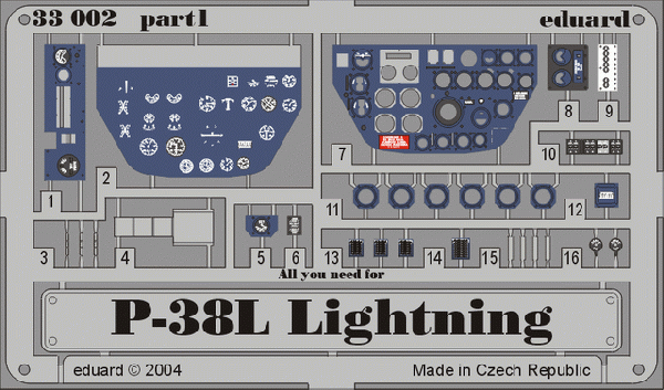 Eduard 33002 P-38L dashboard  TRUMPETER 1/32