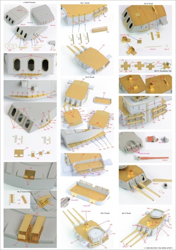 Pontos 23004F1 USS BB-61 Iowa 1944 Detail Up Set (Teak tone stained wooden deck) (1:200)