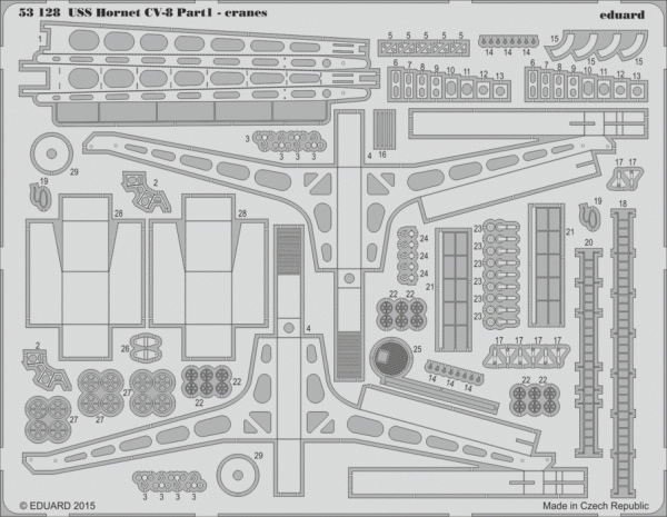 Eduard 53128 USS Hornet CV-8 part 1 - cranes MERIT 1/200