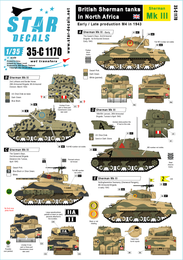 Star Decals 35-C1170 British Sherman tanks in North Africa 1/35