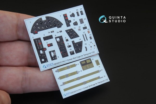 Quinta Studio QD32015 F4U-1 Corsair (Bird cage) 3D-Printed &amp; coloured Interior on decal paper (for Tamiya kit) 1/32