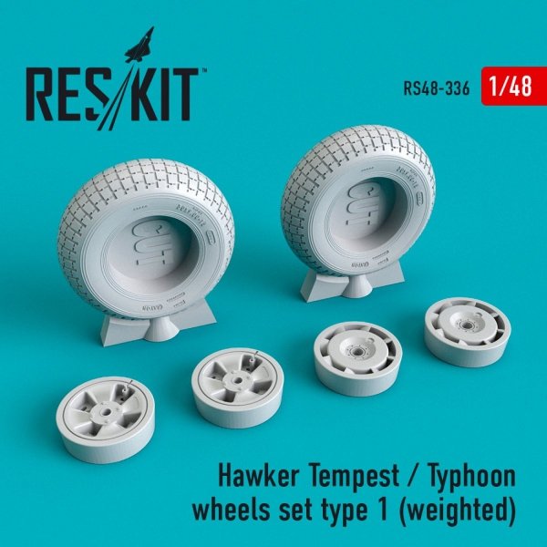 RESKIT RS48-0336 HAWKER TEMPEST/TYPHOON WHEELS SET TYPE 1 (WEIGHTED) 1/48
