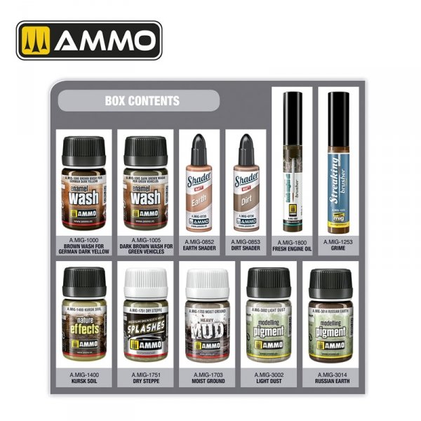 AMMO of Mig Jimenez 7816 SUPERPACK KURSK Weathering Solution Box