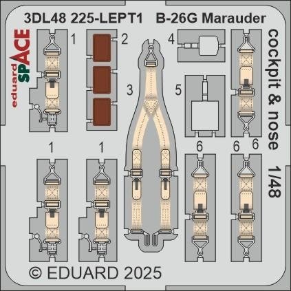 Eduard 3DL48225 B-26G Marauder cockpit &amp; nose SPACE ICM 1/48