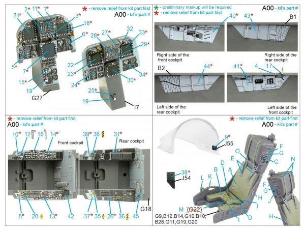 Quinta Studio QD32147 F/A-18B 3D-Printed &amp; coloured Interior on decal paper (Academy) 1/32