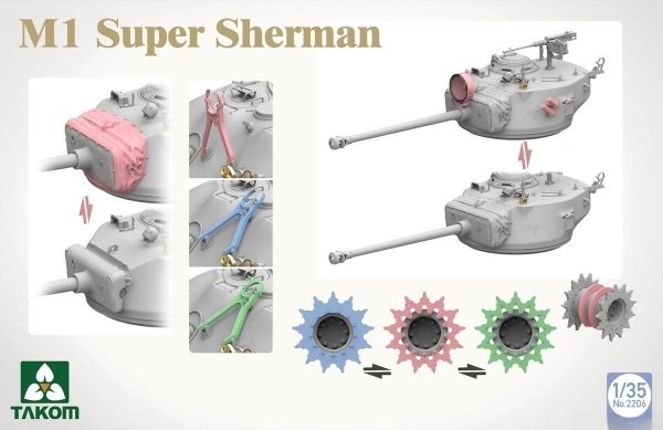 Takom 2195W M4A1(76w)HVSS + M1 Super Sherman + US Army Tank Crewman - Limited Edition Sherman² Box 1/35