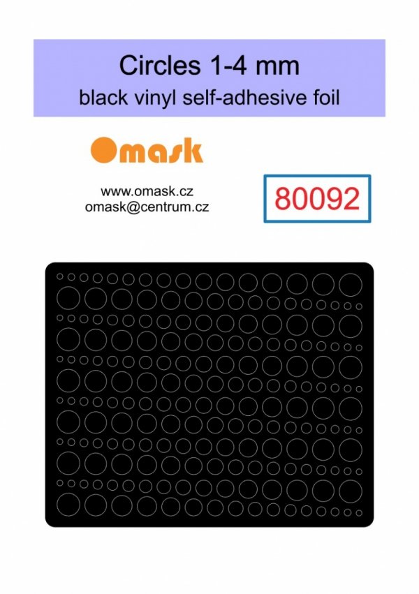 Omask 80092  Circles 1-4 mm (black Vinyl stickers)