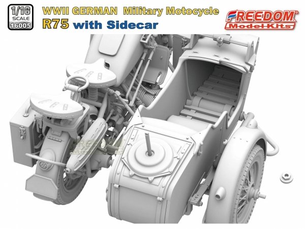 Freedom 16005 R75 with Sidecar WWII German Motorcycle 1/16