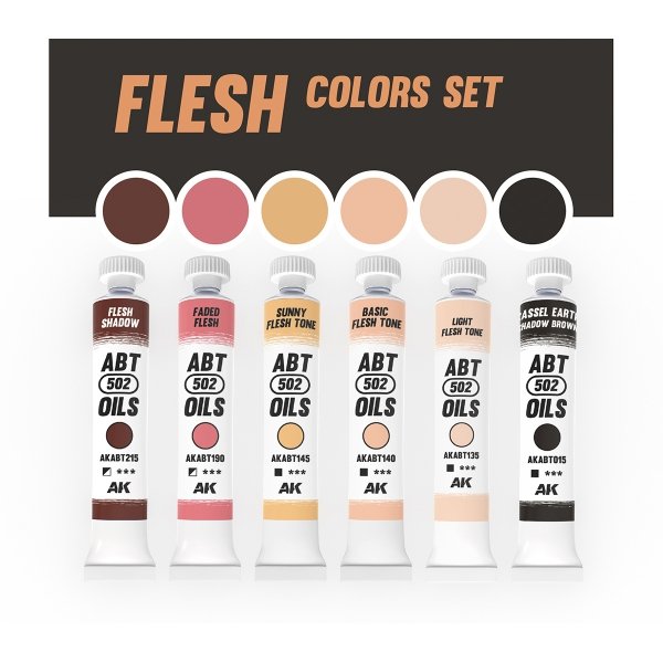 AK Interactive ABT301 Flesh Colors Set (6 Colors) 6x20ml