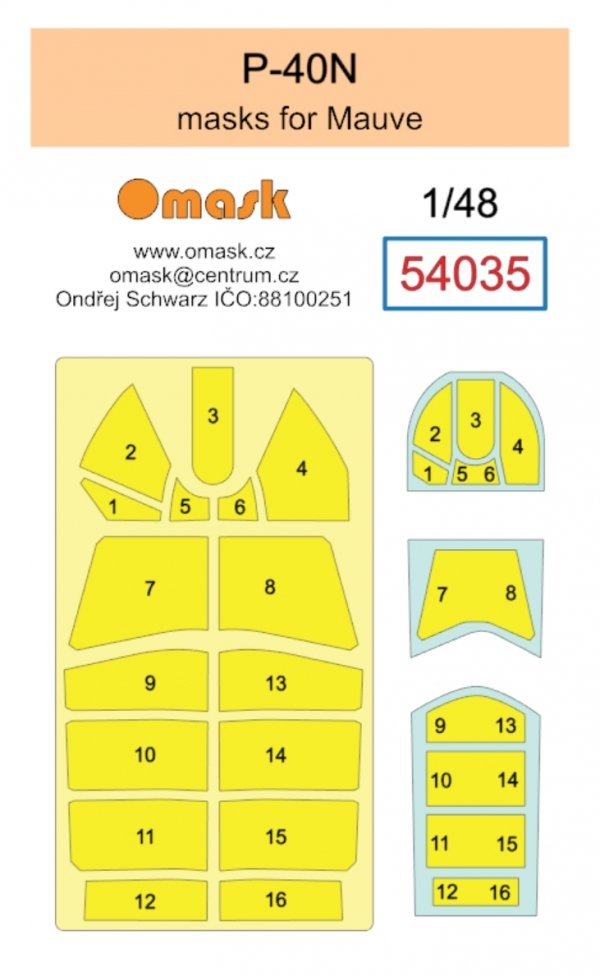 Omask 54035 P-40N mask (for Mauve) 1/48