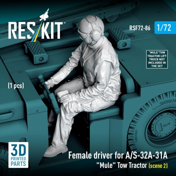 RESKIT RSF72-0086 Female driver for A/S-32A-31A "Mule" Tow Tractor (scene 2) (1 pcs) (3D Printed) (1/72)