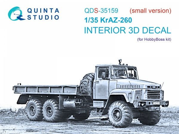 Quinta Studio QDS-35159 KrAZ-260 3D-Printed &amp; coloured Interior on decal paper (HobbyBoss) (Small version) 1/35