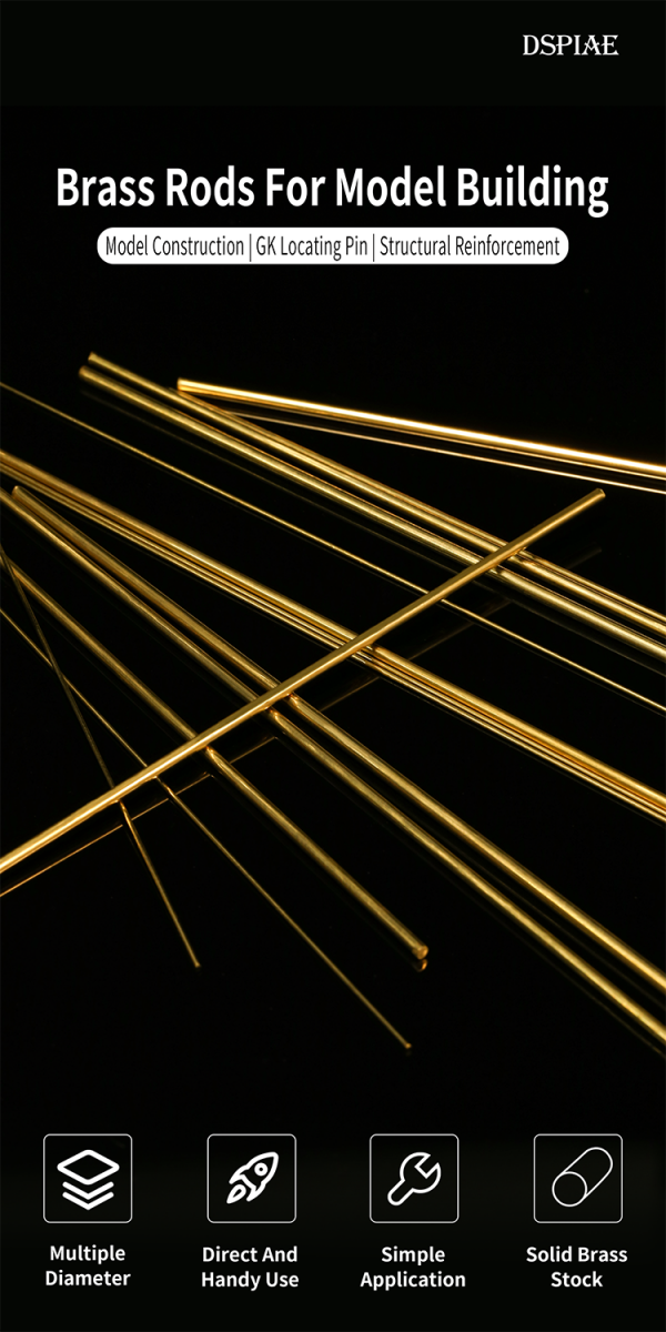 DSPIAE BB-2.0 Brass Rods For Model Building 2.0mm (6 PCS) / pręty miedziane