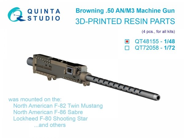Quinta Studio QT48155 Browning .50 ANM3 Machine Gun, 4 pcs (for all kits) 1/48