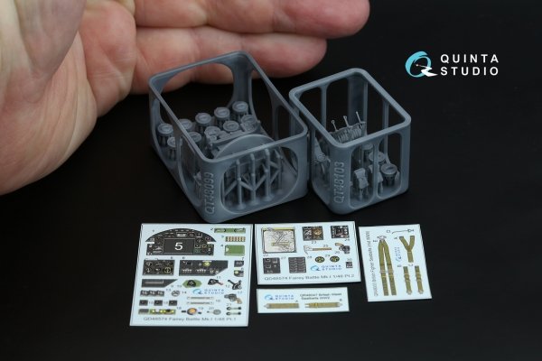 Quinta Studio QD+48574 Fairey Battle Mk.I 3D-Printed &amp; coloured Interior on decal paper (Trumpeter) (with 3D-printed resin parts) 1/48