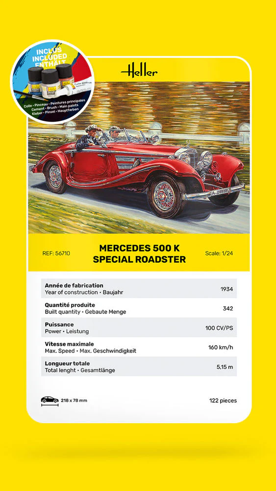 Heller 56710 STARTER KIT Mercedes 500 K Special Roadster 1/24