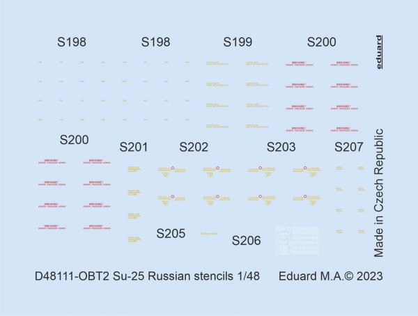 Eduard D48111 Su-25 Russian stencils ZVEZDA 1/48